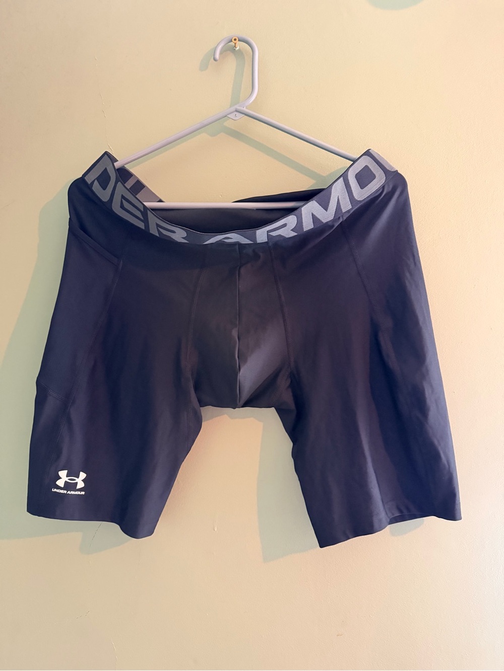 Under Armour Men’s Compression Shorts — Navy with Gray Waistband